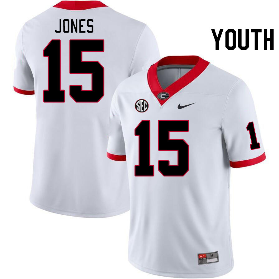 Youth #15 Demello Jones Georgia Bulldogs College Football Jerseys Stitched-White